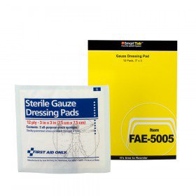 Picture of Gauze Sponge First Aid Only Gauze 12-Ply 3 X 3 Inch Square SterileFAE-5005