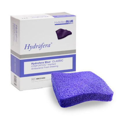 Picture of Antimicrobial Foam Dressing Hydrofera Blue ComfortCel® Interface 4 X 5 Inch Rectangle Without Border SterileHBCC4550