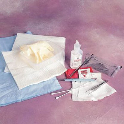 Picture of Debridement Kit Sharp, CSR Wrap Tray, Sterile Saline Bottle, Polybacked Drape, 1 Pair Cuffed Latex Gloves, No 15 Scalpel, Pair Sharp / Blunt Scissors, Adison Tissue Forcep, Alcohol Prep Pad, 2 Cotton Tipped Applicator, Specimen Label, Measuring Guide, 4 10 cm Square Gauze Patch, 1 UnderpadA37182
