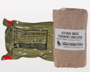 Picture of Trauma Pressure Dressing with Wrap ETD™ 6 X 70 Inch Standard Compression Closure Bar Tan / White 12 X 12 Inch Pad Sterile30-0012