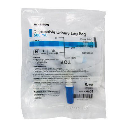 Picture of Urinary Leg Bag McKesson Anti-Reflux Valve Sterile 500 mL Vinyl4601