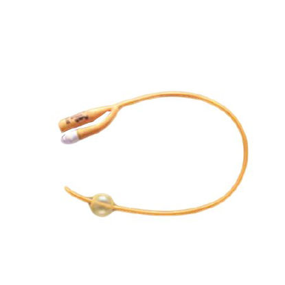 Picture of Foley Catheter Rusch PureGold® 2-Way Coude Tip 5 cc Balloon 16 Fr. PTFE (Teflon) Coated Latex318116