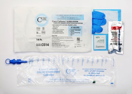 Picture of Intermittent Catheter Kit Cure Catheter™ Closed System / Straight Tip 14 Fr. Without BalloonCS14