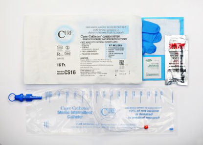 Picture of Intermittent Catheter Kit Cure Catheter™ Closed System / Straight Tip 16 Fr. Without BalloonCS16
