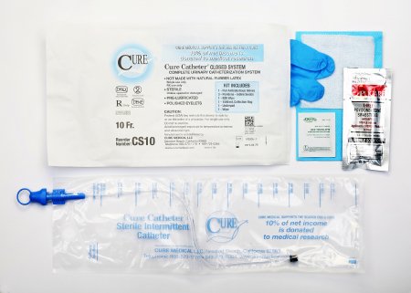 Picture of Intermittent Catheter Kit Cure Catheter™ Closed System / Straight Tip 10 Fr. Without BalloonCS10