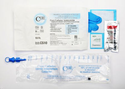 Picture of Intermittent Catheter Kit Cure Catheter™ Closed System / Straight Tip 10 Fr. Without BalloonCS10