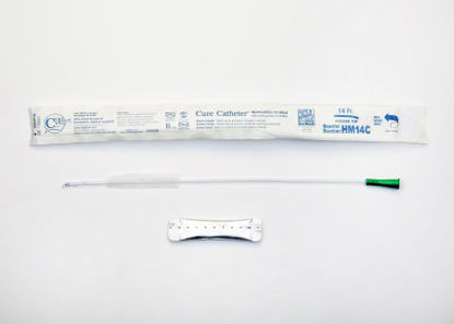 Picture of Urethral Catheter Cure Catheter™ Coude Tip Hydrophilic Coated Plastic 14 Fr. 16 InchHM14C