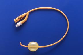 Picture of Foley Catheter Rusch PureGold® 2-Way / Tiemann / One Eye Coude Tip 30 cc Balloon 20 Fr. PTFE (Teflon) Coated Latex318320