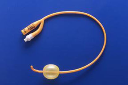 Picture of Foley Catheter Rusch PureGold® 2-Way / Tiemann / One Eye Coude Tip 30 cc Balloon 20 Fr. PTFE (Teflon) Coated Latex318320
