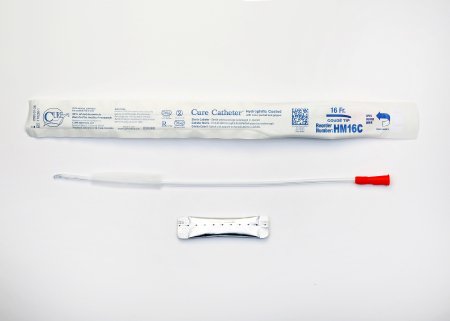 Picture of Urethral Catheter Cure Catheter™ Coude Tip Hydrophilic Coated Plastic 16 Fr. 16 InchHM16C