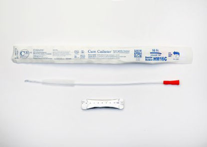 Picture of Urethral Catheter Cure Catheter™ Coude Tip Hydrophilic Coated Plastic 16 Fr. 16 InchHM16C