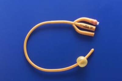 Picture of Foley Catheter Rusch Gold® 3-Way Standard Tip 30 cc Balloon 20 Fr. Silicone Coated Latex183430200