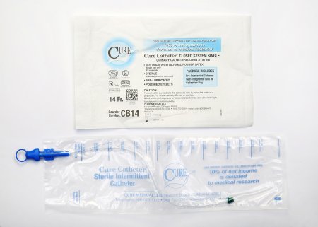 Picture of Intermittent Catheter Tray Cure Catheter™ Closed System / Straight Tip 14 Fr. Without BalloonCB14