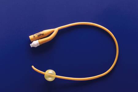 Picture of Foley Catheter Rusch PureGold® 2-Way Coude Tip 5 cc Balloon 12 Fr. PTFE (Teflon) Coated Latex318112