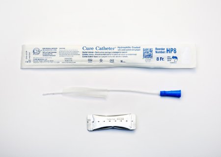 Picture of Urethral Catheter Cure Catheter™ Straight Tip Hydrophilic Coated Plastic 8 Fr. 10 InchHP8