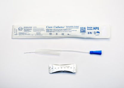 Picture of Urethral Catheter Cure Catheter™ Straight Tip Hydrophilic Coated Plastic 8 Fr. 10 InchHP8