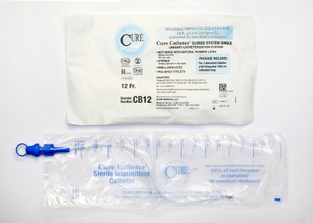 Picture of Intermittent Catheter Tray Cure Catheter™ Closed System / Straight Tip 12 Fr. Without BalloonCB12