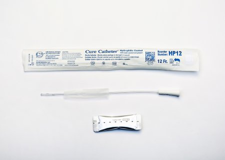 Picture of Urethral Catheter Cure Catheter™ Straight Tip Hydrophilic Coated Plastic 12 Fr. 10 InchHP12