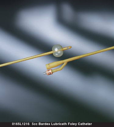Picture of Foley Catheter Bardex® Lubricath® 2-Way Standard Tip 5 cc Balloon 16 Fr. Hydrophilic Polymer Coated Latex0165L16