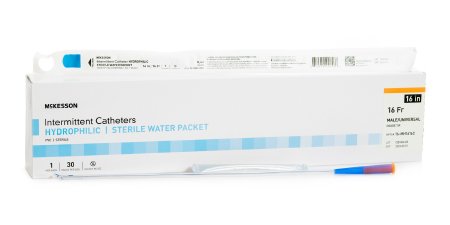 Picture of Urethral Catheter McKesson Coude Tip Hydrophilic Coated PVC 16 Fr. 16 Inch16-MH1616C