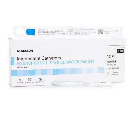 Picture of Urethral Catheter McKesson Straight Tip Hydrophilic Coated PVC 12 Fr. 6 Inch16-FH612