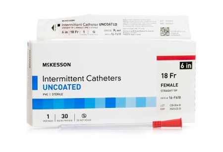 Picture of Urethral Catheter McKesson Straight Tip Uncoated PVC 18 Fr. 6 Inch16-F618