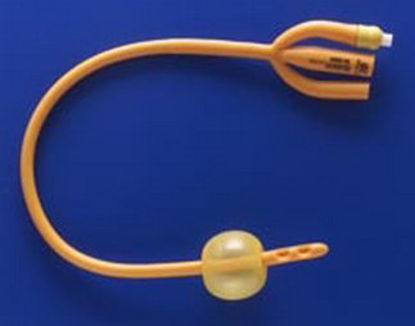 Picture of Foley Catheter Rusch Gold® 3-Way Standard Tip 30 cc Balloon 18 Fr. Silicone Coated Latex183430180