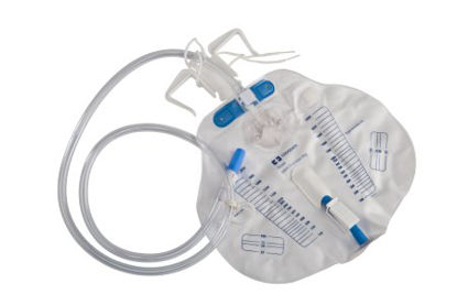 Picture of Urinary Drain Bag Dover™ Anti-Reflux Valve / Splashguard II® Drain Spout NonSterile 2000 mL Vinyl6209