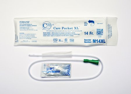 Picture of Urethral Catheter Cure Medical® Straight Tip Uncoated PVC 14 Fr. 25 InchM14XL