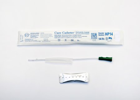Picture of Urethral Catheter Cure Catheter™ Straight Tip Hydrophilic Coated Plastic 14 Fr. 10 InchHP14