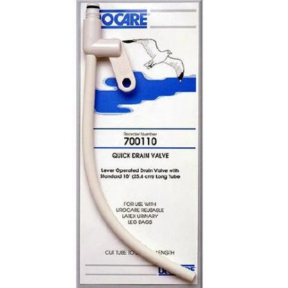 Picture of Long DrainTube Urocare® Quick Drain Valve™ Standard, 0.25 I.D. X 10 Long Inch, White rubber and Plastic, NonSterile70011012