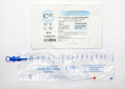 Picture of Intermittent Catheter Tray Cure Catheter™ Closed System / Straight Tip 16 Fr. Without BalloonCB16