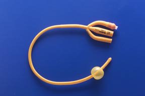 Picture of Foley Catheter Rusch Gold® 3-Way Standard Tip 5 cc Balloon 20 Fr. Silicone Coated Latex183405200