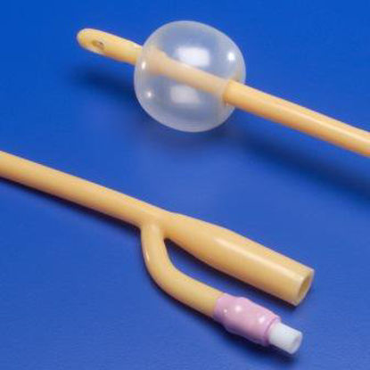 Picture of Foley Catheter Dover™ 3-Way Standard Tip 5 cc Balloon 18 Fr. Silicone Elastomer Coated Latex8887688185