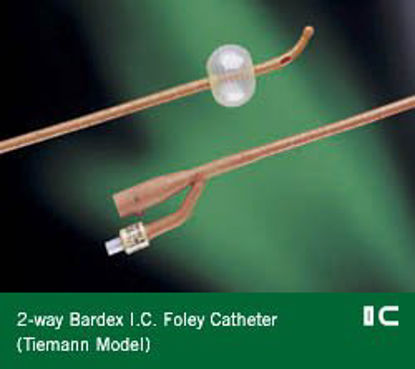 Picture of Foley Catheter Bardex® I.C. 2-Way Coude Tip 5 cc Balloon 18 Fr. Silver Hydrogel Coated Latex0168SI18