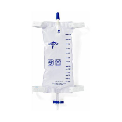 Picture of Urinary Leg Bag Medline® Sterile Fluid Path 1100 mL Vinyl / FlockedDYND12588