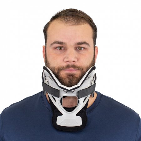 Picture of Rigid Cervical Collar ProCare® XTEND 174 Preformed Adult Short Two-Piece / Trachea Opening 2 Inch Height 10 to 20 Inch Neck Circumference79-83203