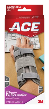 Picture of Wrist Brace 3M™ Ace™ Aluminum / Nylon / Polyester / Polypropylene / Polyurethane / Spandex Right Hand Gray One Size Fits Most205278