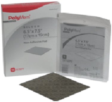 Picture of Silver Foam Dressing PolyMem® Silver 6-1/2 X 7-1/2 Inch Rectangle Sterile1077