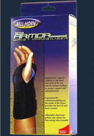 Picture of Wrist Brace Bell-Horn® OrthoArmor™ Immobilizer Plastic / Aluminum Left Hand Black Large382L