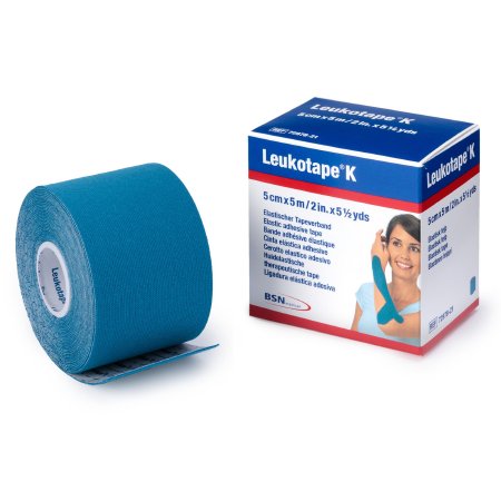 Picture of Orthopedic Corrective Tape Leukotape® K Wave Pattern Adhesive Cotton / Polyacrylate 2 Inch X 5-1/2 Yard Blue NonSterile7297821