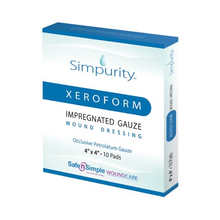 Picture of Xeroform Impregnated Dressing Simpurity™ 4 X 4 Inch Gauze Antimicrobial Petrolatum Blend SterileSNS58844