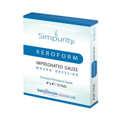 Picture of Xeroform Impregnated Dressing Simpurity™ 4 X 4 Inch Gauze Antimicrobial Petrolatum Blend SterileSNS58844