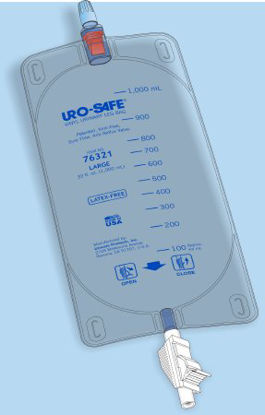Picture of Urinary Leg Bag Uro-Safe® Anti-Reflux Valve Sterile 950 mL Vinyl7632112
