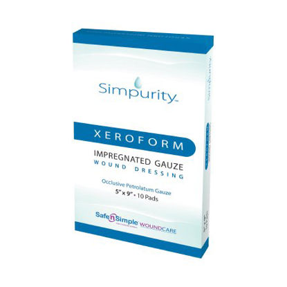 Picture of Xeroform Impregnated Dressing Simpurity™ 5 X 9 Inch Gauze Antimicrobial Petrolatum Blend SterileSNS58859