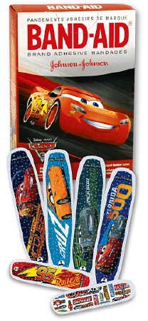 Picture of Adhesive Strip Band-Aid® 3/4 X 3 Inch / 5/8 X 2-1/4 Inch Plastic Rectanlge Kid Design (Disney Cars) SterileAB137
