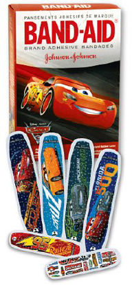 Picture of Adhesive Strip Band-Aid® 3/4 X 3 Inch / 5/8 X 2-1/4 Inch Plastic Rectanlge Kid Design (Disney Cars) SterileAB137