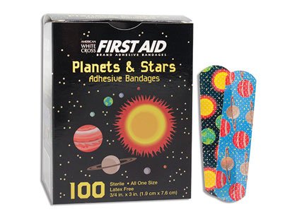 Picture of Adhesive Strip American® White Cross 3/4 X 3 Inch Plastic Rectangle Kid Design (Planets / Stars) Sterile15650