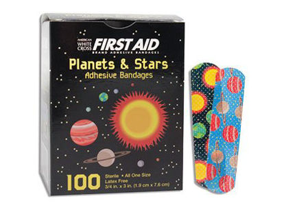 Picture of Adhesive Strip American® White Cross 3/4 X 3 Inch Plastic Rectangle Kid Design (Planets / Stars) Sterile15650