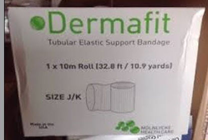 Picture of Elastic Tubular Support Bandage Dermafit 11 Yard Large Knee / Thigh Standard Compression Pull On Natural Size F NonSterile131938